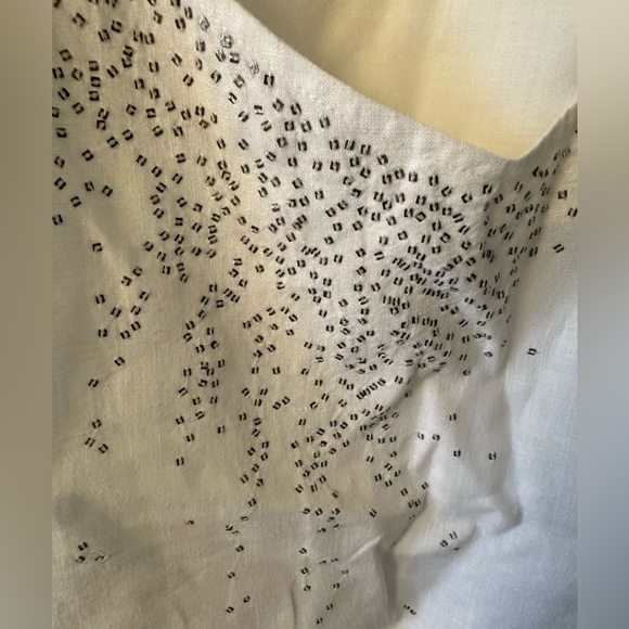 Eileen Fisher 100% Irish linen white tank dress with tiny sequins, size 10 - Picture 4 of 8